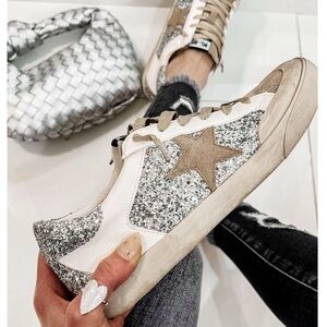 Neutral Glitter Star Sneakers size 8.5